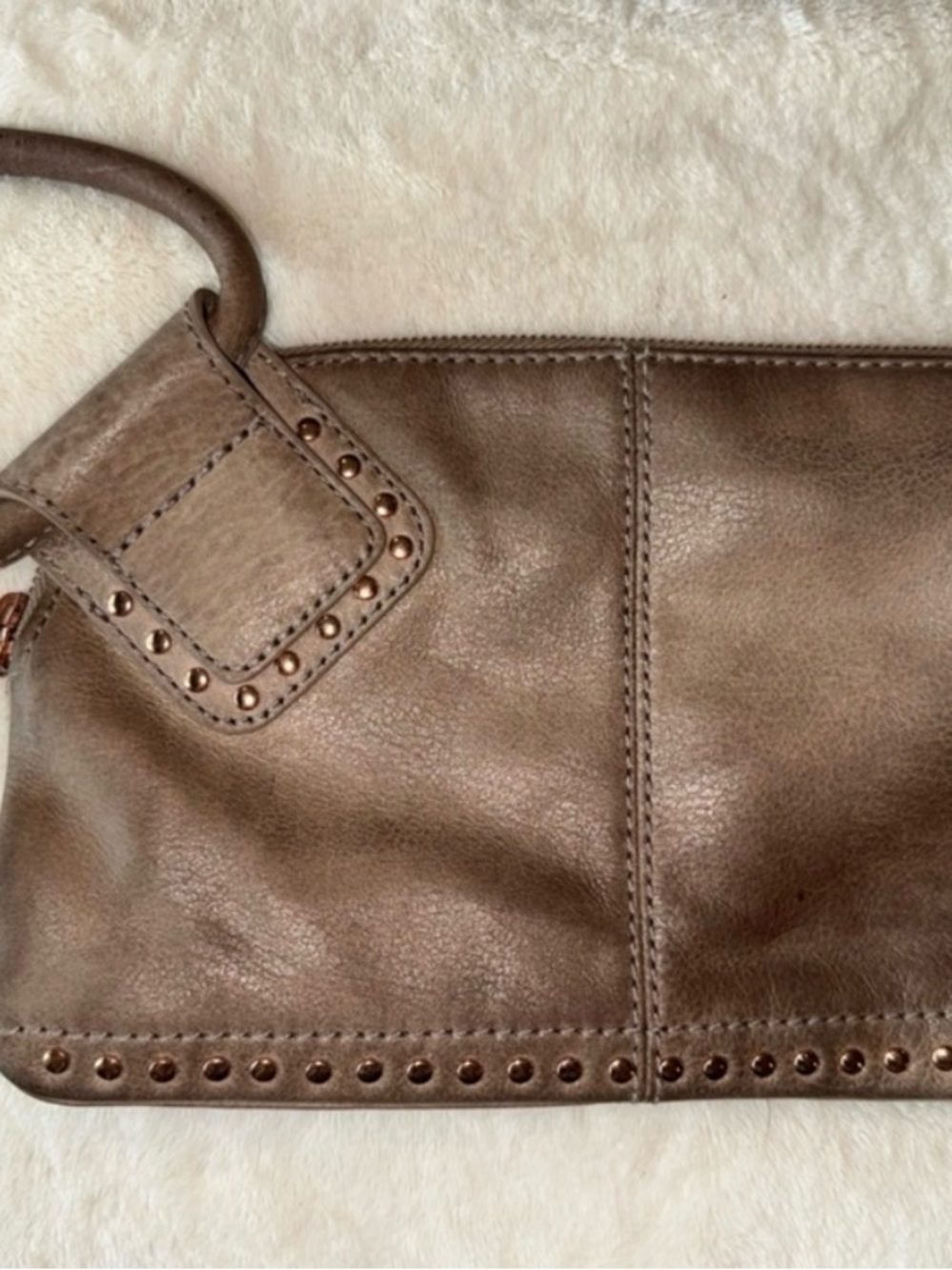 HOBO Studded Leather Wristlet - Taupe Brown